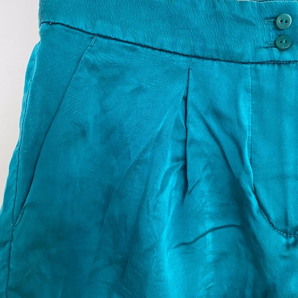 Aritzia Babaton Silk Turquoise High Waist Shorts With Pockets Size 00 - Picture 3 of 5